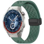 For Huawei Watch GT5 Pro 46mm Folding Magnetic Buckle Silicone Watch Band(Dark Green)