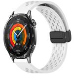 For Huawei Watch GT 5 46mm Folding Magnetic Buckle Silicone Watch Band(White)