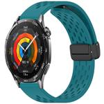 For Huawei Watch GT 5 46mm Folding Magnetic Buckle Silicone Watch Band(Navy Green)