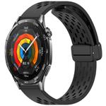 For Huawei Watch GT 5 46mm Folding Magnetic Buckle Silicone Watch Band(Black)