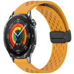 For Huawei Watch GT 5 46mm Folding Magnetic Buckle Silicone Watch Band(Yellow)