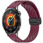 For Huawei Watch GT 5 46mm Folding Magnetic Buckle Silicone Watch Band(Wine Red)