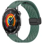 For Huawei Watch GT 5 46mm Folding Magnetic Buckle Silicone Watch Band(Dark Green)