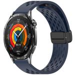 For Huawei Watch GT 5 46mm Folding Magnetic Buckle Silicone Watch Band(Midnight Blue)