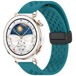 For Huawei Watch GT5 Pro 42mm Folding Magnetic Buckle Silicone Watch Band(Navy Green)