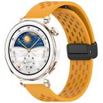 For Huawei Watch GT5 Pro 42mm Folding Magnetic Buckle Silicone Watch Band(Yellow)