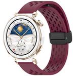 For Huawei Watch GT5 Pro 42mm Folding Magnetic Buckle Silicone Watch Band(Wine Red)