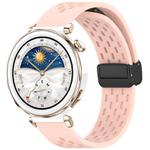 For Huawei Watch GT5 Pro 42mm Folding Magnetic Buckle Silicone Watch Band(Light Pink)