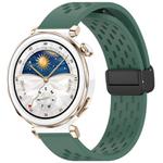 For Huawei Watch GT5 Pro 42mm Folding Magnetic Buckle Silicone Watch Band(Dark Green)