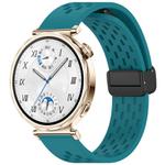 For Huawei Watch GT 5 41mm Folding Magnetic Buckle Silicone Watch Band(Navy Green)