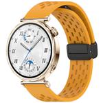 For Huawei Watch GT 5 41mm Folding Magnetic Buckle Silicone Watch Band(Yellow)