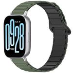 For Redmi Watch 5 Active Two Color Magnetic Buckle Silicone Watch Band(Dark Green Black)