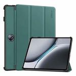 For OnePlus Pad 2 / Pad Pro 12.1 ENKAY Tri-fold Custer Texture Platic Leather Smart Tablet Case(Dark Green)