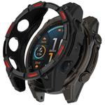 For Garmin Fenix 8 AMOLED 51mm Armor Hollow TPU Half Coverage Watch Protective Case(Black Red)