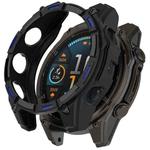 For Garmin Fenix 8 AMOLED 47mm Armor Hollow TPU Half Coverage Watch Protective Case(Black Blue)