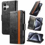 For iPhone 16 CaseNeo Splicing Dual Magnetic Buckle Leather Phone Case(Black)