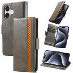 For iPhone 16 CaseNeo Splicing Dual Magnetic Buckle Leather Phone Case(Gray)