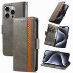 For iPhone 16 Pro Max CaseNeo Splicing Dual Magnetic Buckle Leather Phone Case(Gray)