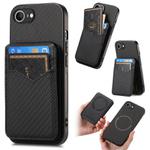 For iPhone 16e Carbon Fiber MagSafe Vertical Flip Card Bag Phone Case(Black)