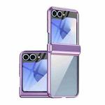 For Samsung Galaxy Z Flip6 Plating Transparent Folding Hinged Phone Case(Purple)