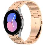 For Samsung Galaxy Watch 5 40 / 44mm Three Beads Button Quick Release Metal Watch Band(Rose Gold)