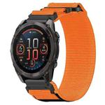 For Garmin Fenix 8 AMOLED 47mm Nylon Hook and Loop Fastener 22mm Quick Release Watch Band(Orange)