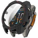 For Garmin Fenix 8 AMOLED 51mm Tempered Glass Film Integrated PC Watch Case(Black Red)