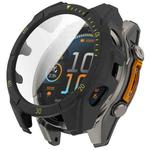 For Garmin Fenix 8 AMOLED 51mm Tempered Glass Film Integrated PC Watch Case(Black Green)