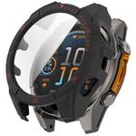 For Garmin Fenix 8 AMOLED 47mm Tempered Glass Film Integrated PC Watch Case(Black Red)