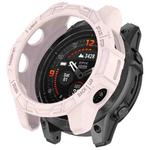 For Garmin Fenix E 47mm Armor Hollow TPU Half Coverage Watch Protective Case(Light Pink)