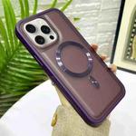 For iPhone 15 Pro Bread 3 in 1 MagSafe Acrylic Hybrid Silicone Phone Case(Dark Purple)