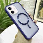 For iPhone 12 / 12 Pro Bread 3 in 1 MagSafe Acrylic Hybrid Silicone Phone Case(Dark Blue)