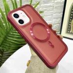 For iPhone 11 Bread 3 in 1 MagSafe Acrylic Hybrid Silicone Phone Case(Red)