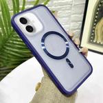 For iPhone 16 Bread 3 in 1 MagSafe Acrylic Hybrid Silicone Phone Case(Dark Blue)