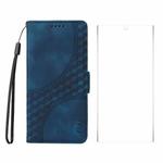 For Samsung Galaxy S25 Ultra 5G ENKAY Embossed Rhombus Starry Leather Phone Case with Screen Film(Blue)