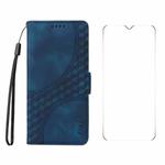 For Honor X6b ENKAY Embossed Rhombus Starry Leather Phone Case with Screen Film(Blue)