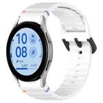 For Samsung Galaxy Watch FE 40mm Wavy Grain Stitched Black Buckle Silicone Watch Band(White)