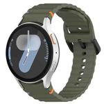 For Samsung Galaxy Watch 7 40 / 44mm Wavy Grain Stitched Black Buckle Silicone Watch Band(Army Green)