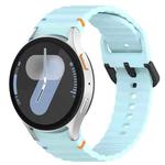 For Samsung Galaxy Watch 7 40 / 44mm Wavy Grain Stitched Black Buckle Silicone Watch Band(Light Blue)