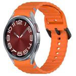 For Samsung Galaxy Watch 6 Classic 43 / 47mm Wavy Grain Stitched Black Buckle Silicone Watch Band(Orange)