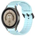 For Samsung Galaxy Watch 5 Pro Wavy Grain Stitched Black Buckle Silicone Watch Band(Light Blue)