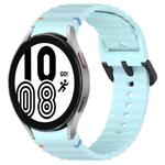 For Samsung Galaxy Watch 4 40 / 44mm Wavy Grain Stitched Black Buckle Silicone Watch Band(Light Blue)