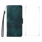 For Xiaomi Redmi K70 Ultra ENKAY Embossed Rhombus Starry Leather Phone Case with Screen Film(Green)