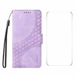 For Xiaomi 15 ENKAY Embossed Rhombus Starry Leather Phone Case with Screen Film(Purple)