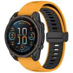 For Garmin Fenix 8 AMOLED 51mm Two Color Magnetic Silicone Watch Band(Orange+Black)