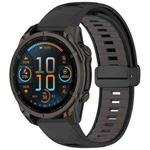 For Garmin Fenix 8 AMOLED 51mm Two Color Magnetic Silicone Watch Band(Black+Gray)