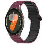 For Samsung Galaxy Watch 7 40 / 44mm Dual Color Magnetic Buckle Silicone Watch Band(Wine Red+Black)