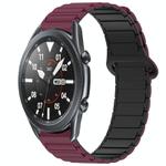 For Samsung Galaxy Watch3 45mm Dual Color Magnetic Buckle Silicone Watch Band(Wine Red+Black)