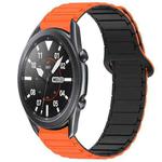 For Samsung Galaxy Watch3 45mm Dual Color Magnetic Buckle Silicone Watch Band(Orange+Black)