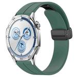 For Huawei Watch GT5 46mm Folding Magnetic Buckle Silicone Watch Band(Dark Green)